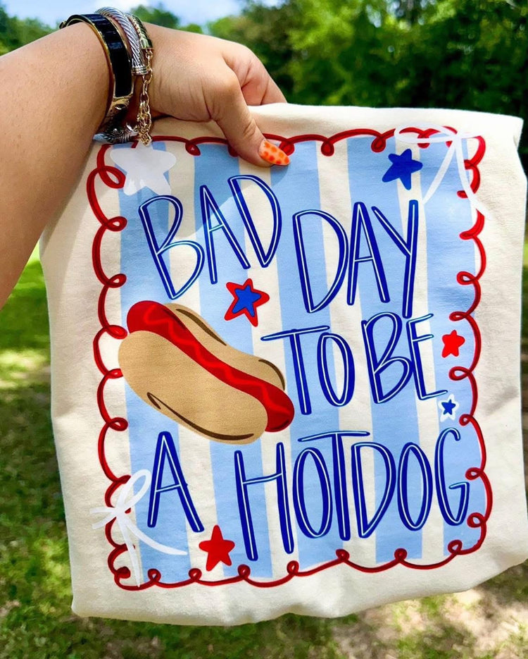 Bad Day to be a Hot Dog Trendy 4th of July Comfort Colors Graphic Tee