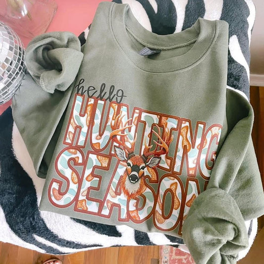 Hello Hunting Season Camo Hunting Sweatshirt