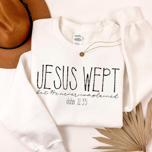 Jesus Wept White Gildan Faith Sweatshirt