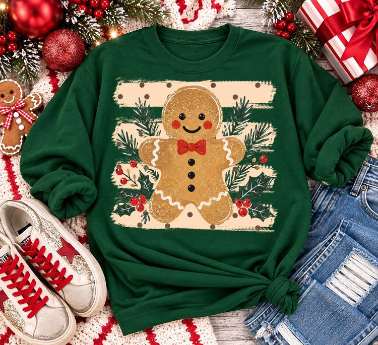 Striped Gingerbread Man Christmas Sweatshirt