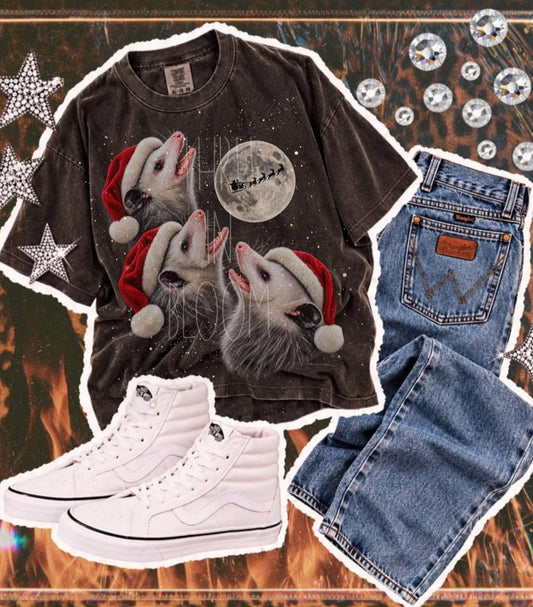 Feral Raccoon Christmas Comfort Colors Tee