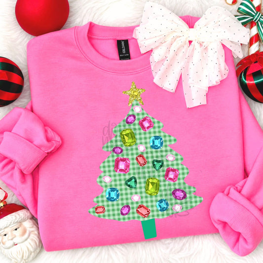 Faux Gemstone Christmas Tree Sweatshirt