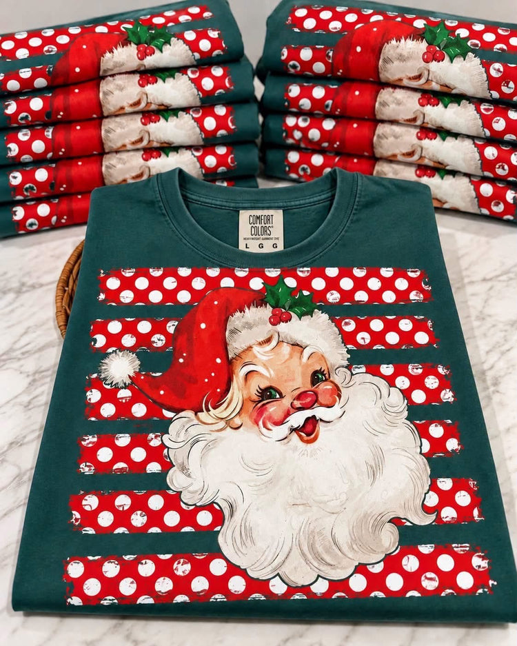 Vintage Santa Striped Comfort Colors Tee