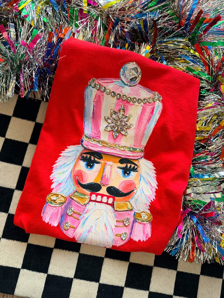 Rhinestone Preppy Nutcracker Christmas Comfort Colors Graphic Tee