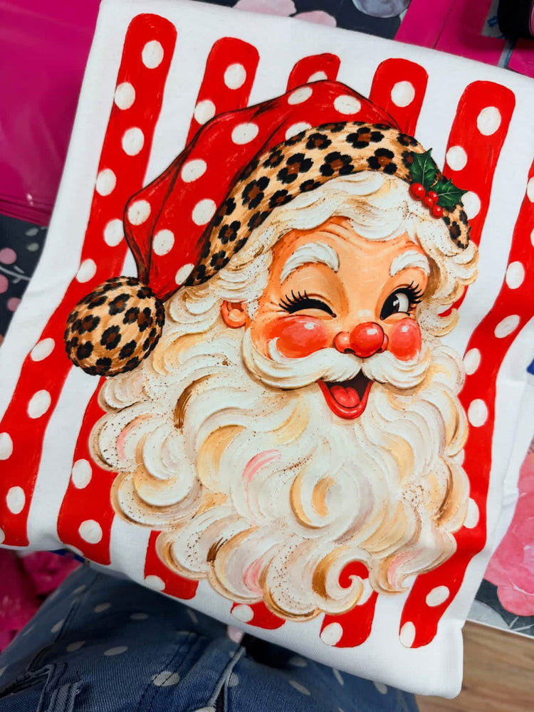 Red Traditional Striped Santa Christmas Comfort Colors Tee