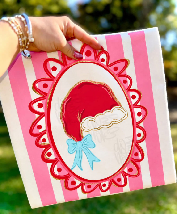 Preppy Framed Santa Hat Comfort Colors Tee