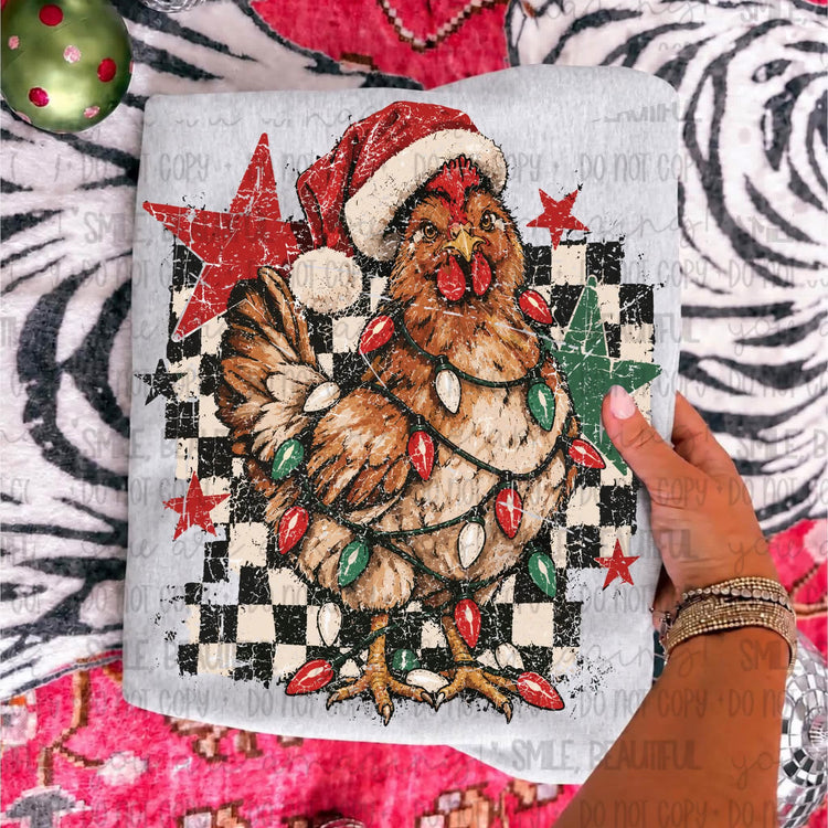 Western Christmas Chicken Comfort Colors Tee