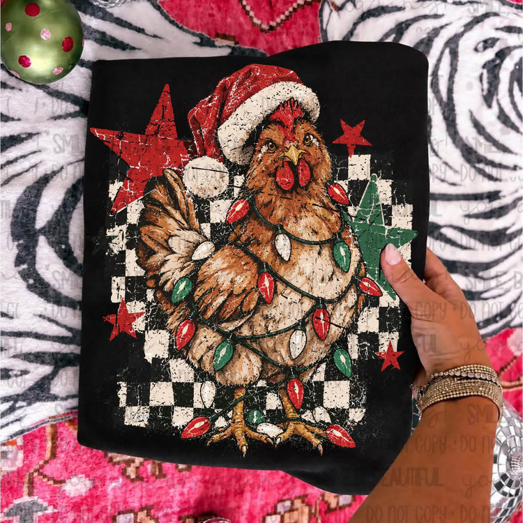 Western Christmas Chicken Comfort Colors Tee
