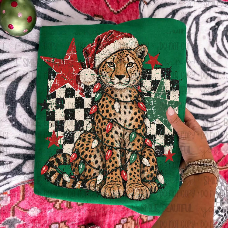 Edgy Christmas Leopard Comfort Colors Tee