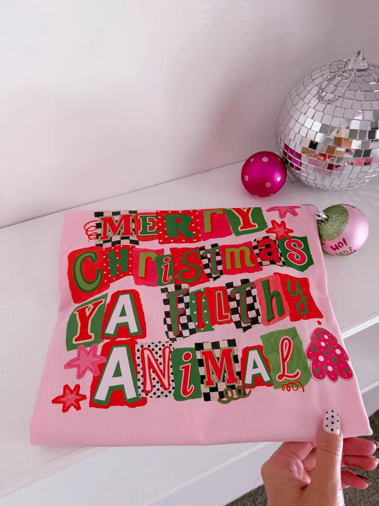 Merry Christmas Ya Filthy Animal Comfort Colors Tee