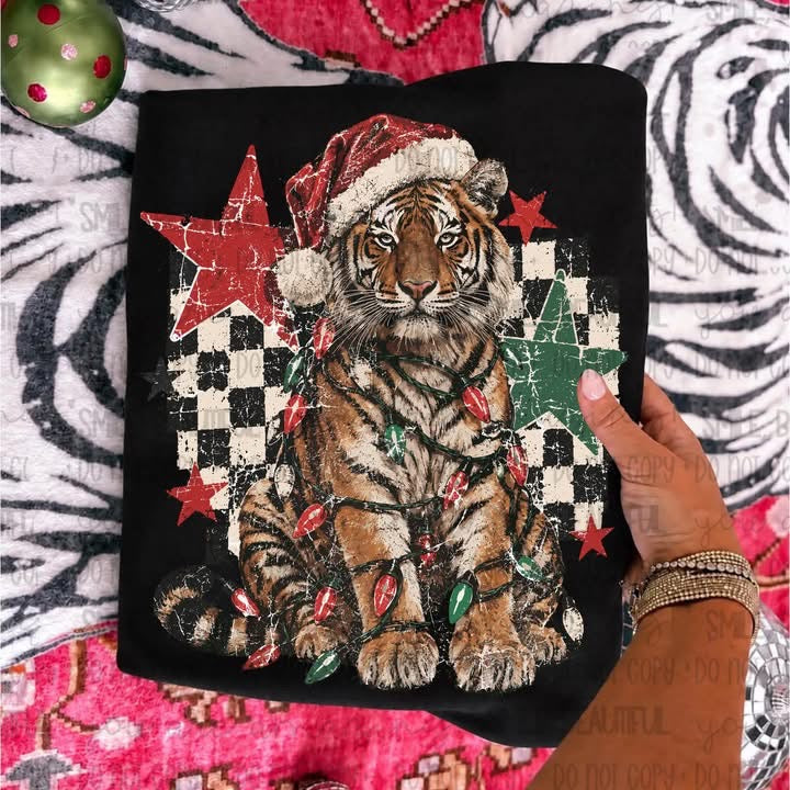 Preppy Tiger Christmas Comfort Colors Tee