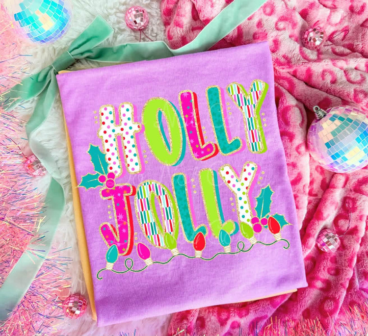 Holly Jolly Neon Christmas Comfort Colors Tee
