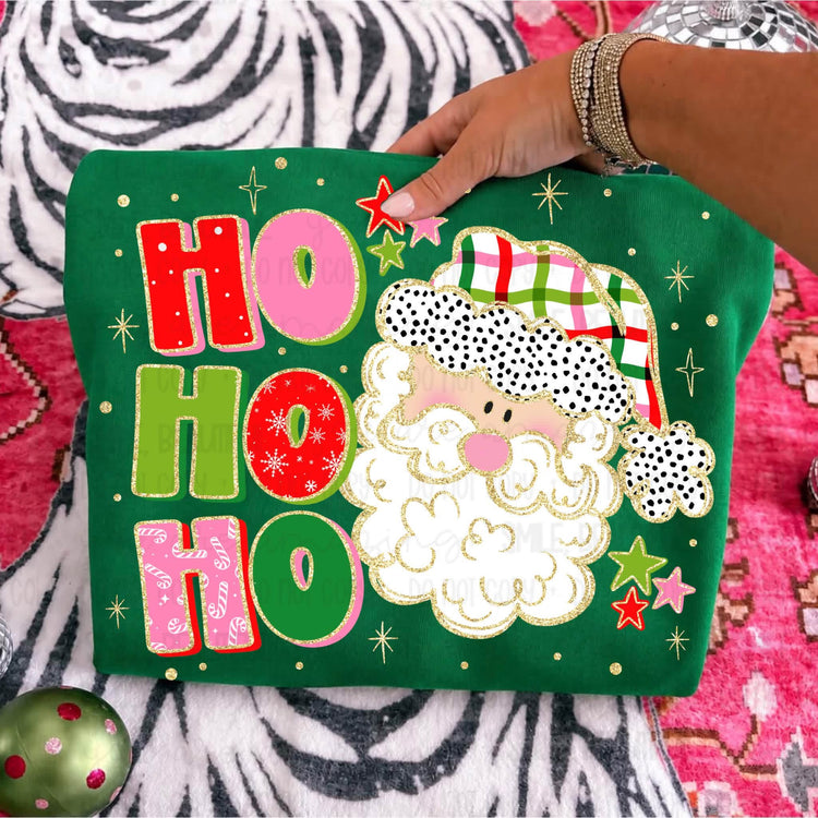 Ho Ho Ho Santa Christmas Ornament Comfort Colors Tee