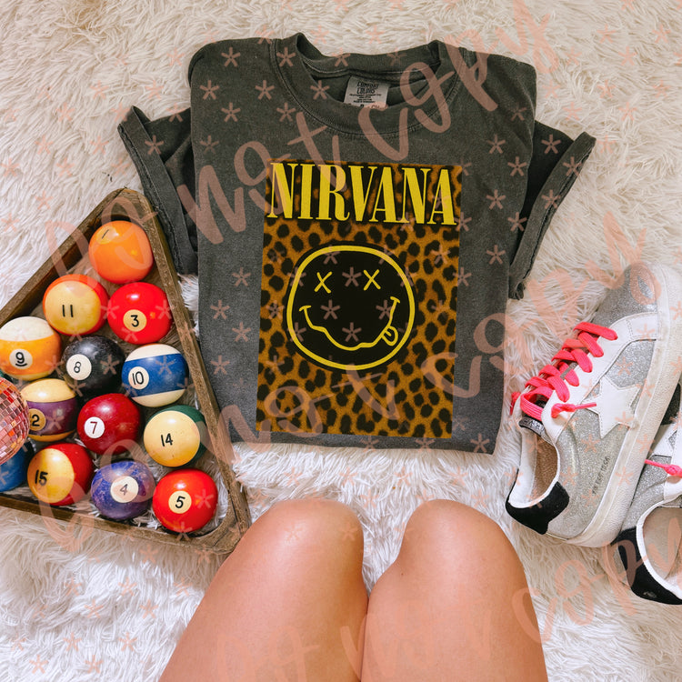 Leopard Nirv'ana Music Comfort Colors Graphic Tee