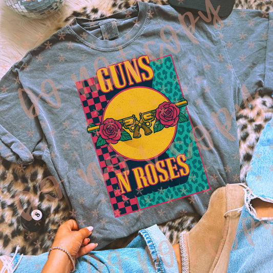 Neon Checkered GNR Comfort Colors Graphic Tee