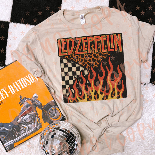 Leopard Checkered Zep Style Graphic Tee