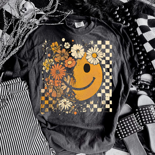 Fall Floral Happiness Comfort Colors Graphic Tee