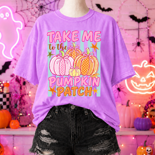 Take me to the Pumpkin Patch Neon Fall Comfort Colors Graphic Tee