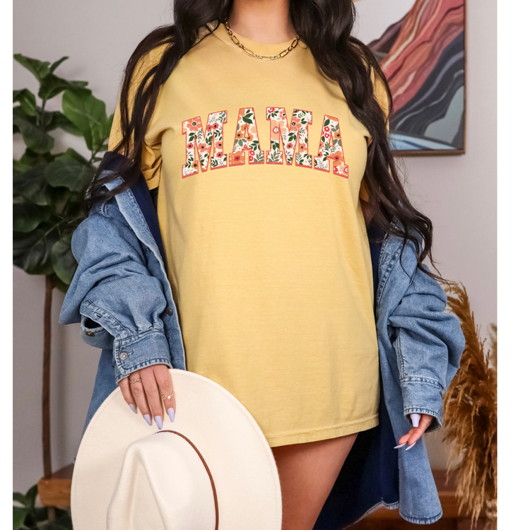 Fall Floral Mama Comfort Colors Graphic Tee