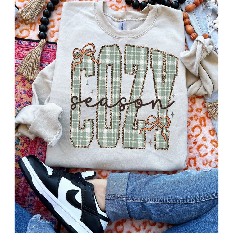 Cozy Season Gingham Fall Sweatshirt