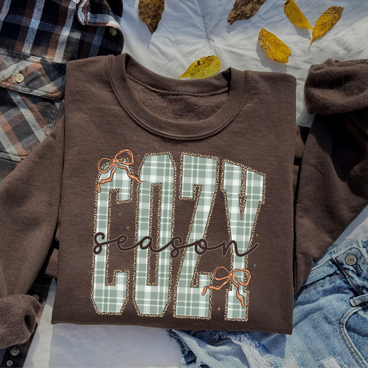 Cozy Season Gingham Fall Sweatshirt