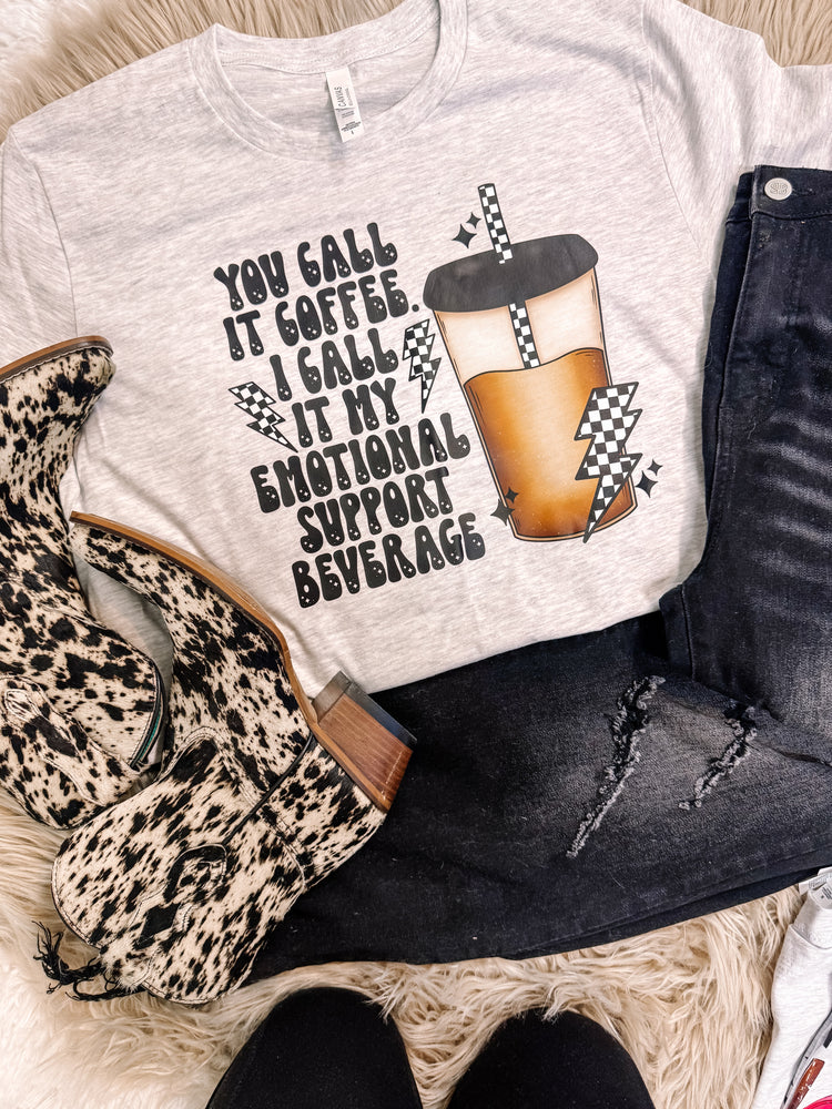 Emotional Support Beverage Caffeine Mental Health Graphic Tee