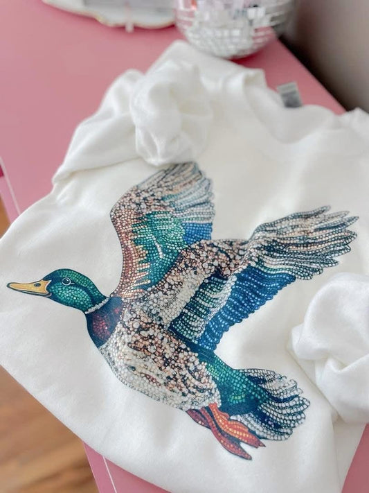 Faux Rhinestone Mallard Camo Hunting Sweatshirt