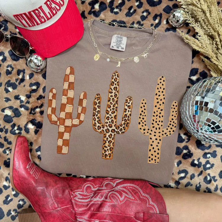 Leopard Cactus Western Graphic Tee Comfort Colors