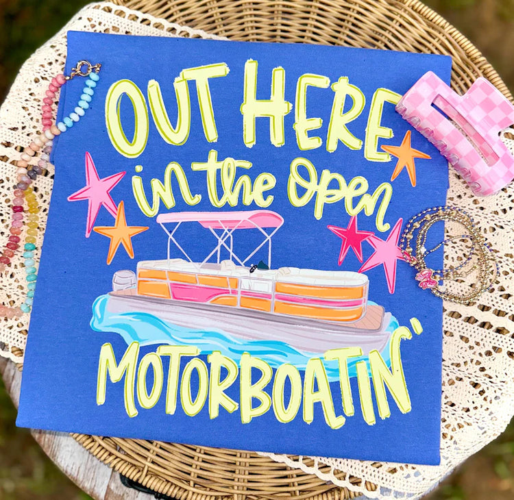 Out Here in the Open Motorboatin' Summer Comfort Colors Graphic Tee