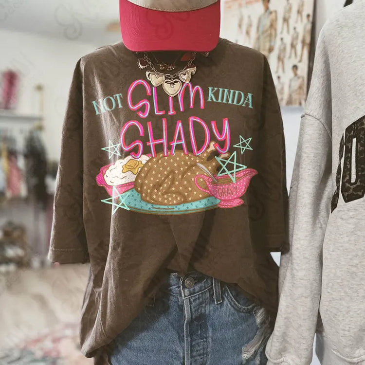 Not Slim, Kinda Shady Thanksgiving Comfort Colors Graphic Tee