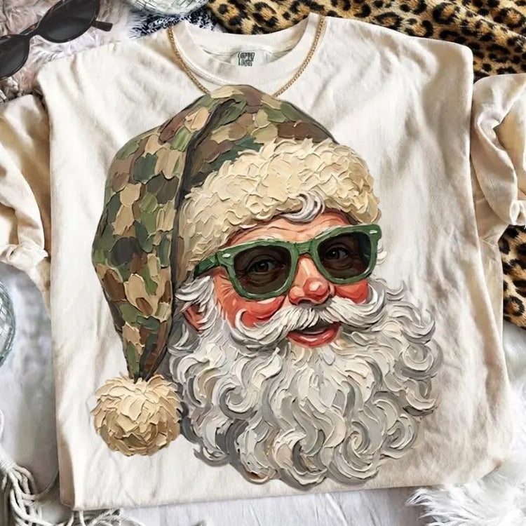 Camo Santa Claus Comfort Colors Graphic Tee