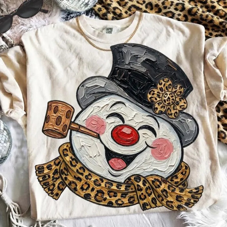 Glam Snowman with Pipe Christmas Comfort Colors Graphic Tee
