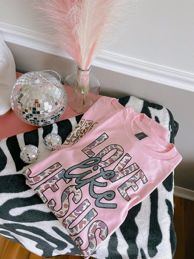 Love Like Jesus Camo Pink Bella Canva Tee