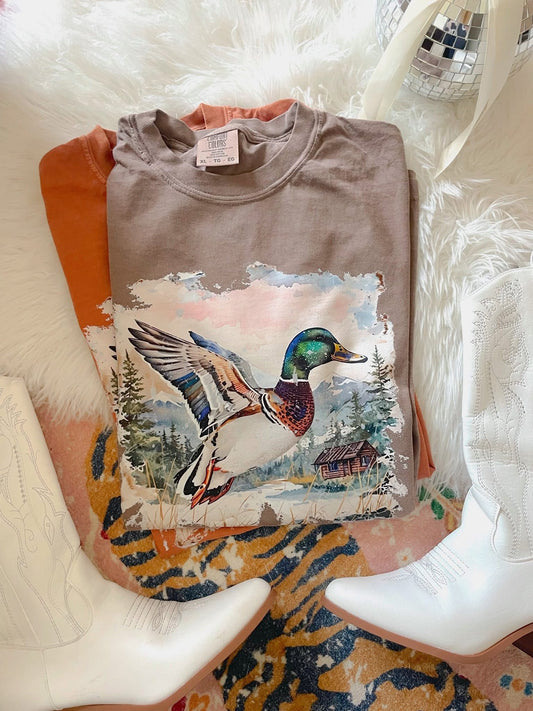 Flying Mallard Scene Comfort Colors Graphic Tee