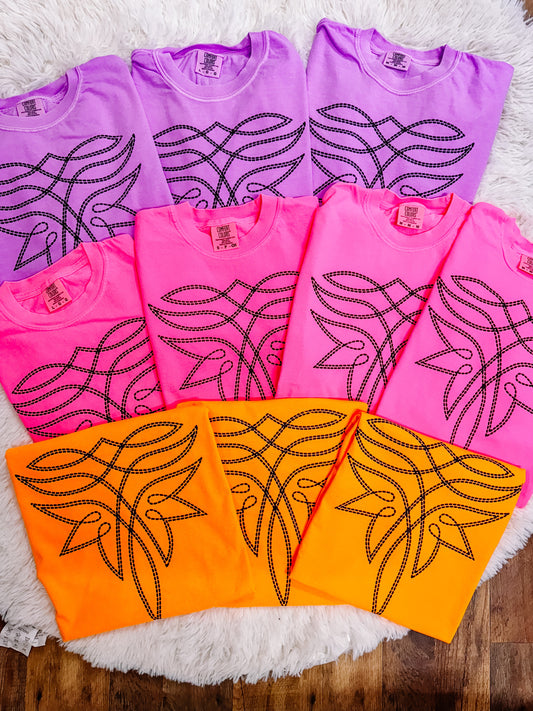 Neon Western Stitching Comfort Colors Graphic Tee