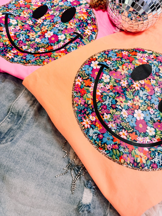 Summer Floral Happiness Comfort Colors Graphic Tee
