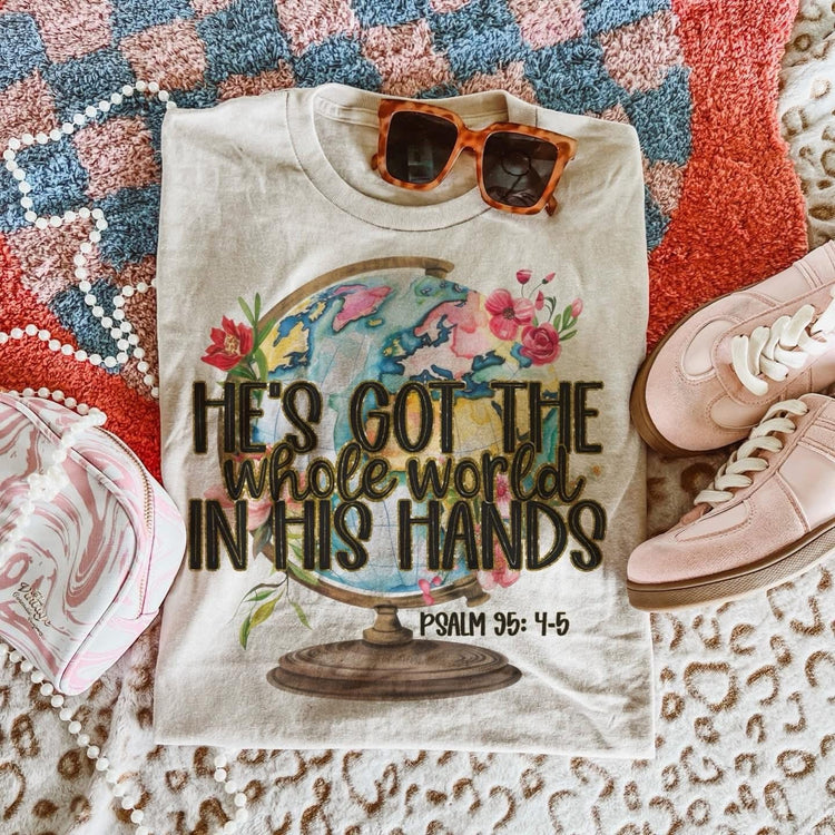 He's Got the Whole Wide World In His Hands Comfort Colors Graphic Tee